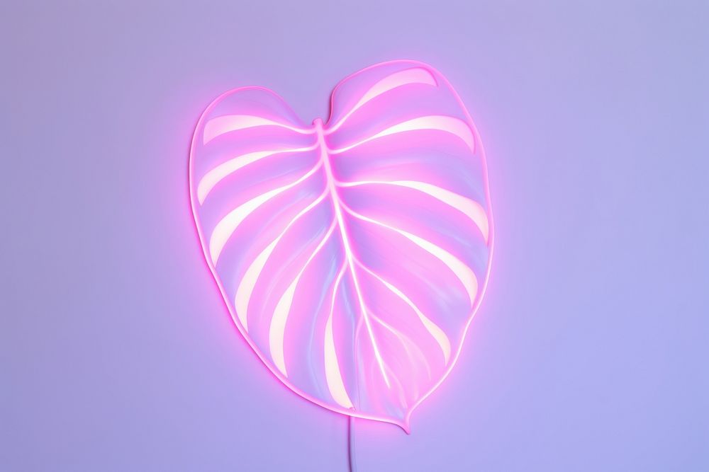 Pastel neon monstera leaf light purple heart. AI generated Image by rawpixel.