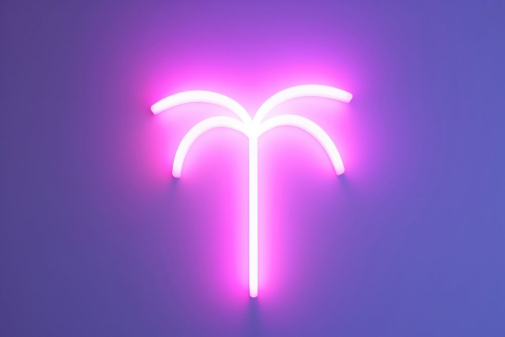 Pastel neon palm tree light purple sign. AI generated Image by rawpixel.