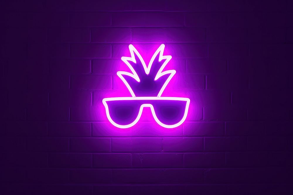 Pastel neon pineapple light sunglasses purple. AI generated Image by rawpixel.