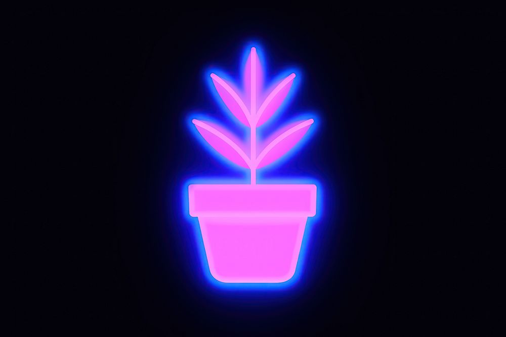 Pastel neon plant pot light lighting purple. AI generated Image by rawpixel.