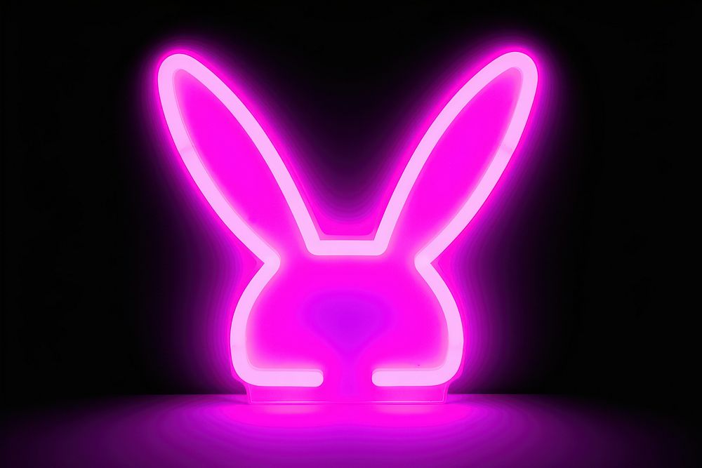 Pastel neon rabbit light sign representation. AI generated Image by rawpixel.