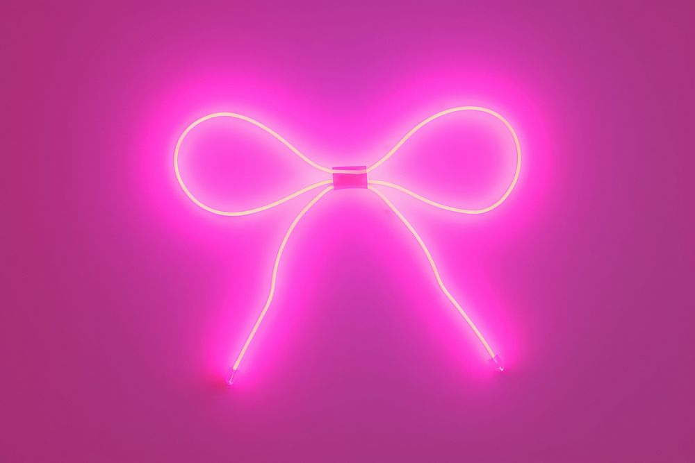 Pastel neon ribbon bow light purple line. AI generated Image by rawpixel.