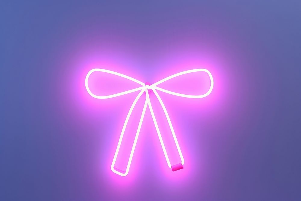 Pastel neon ribbon bow light purple sign. AI generated Image by rawpixel.