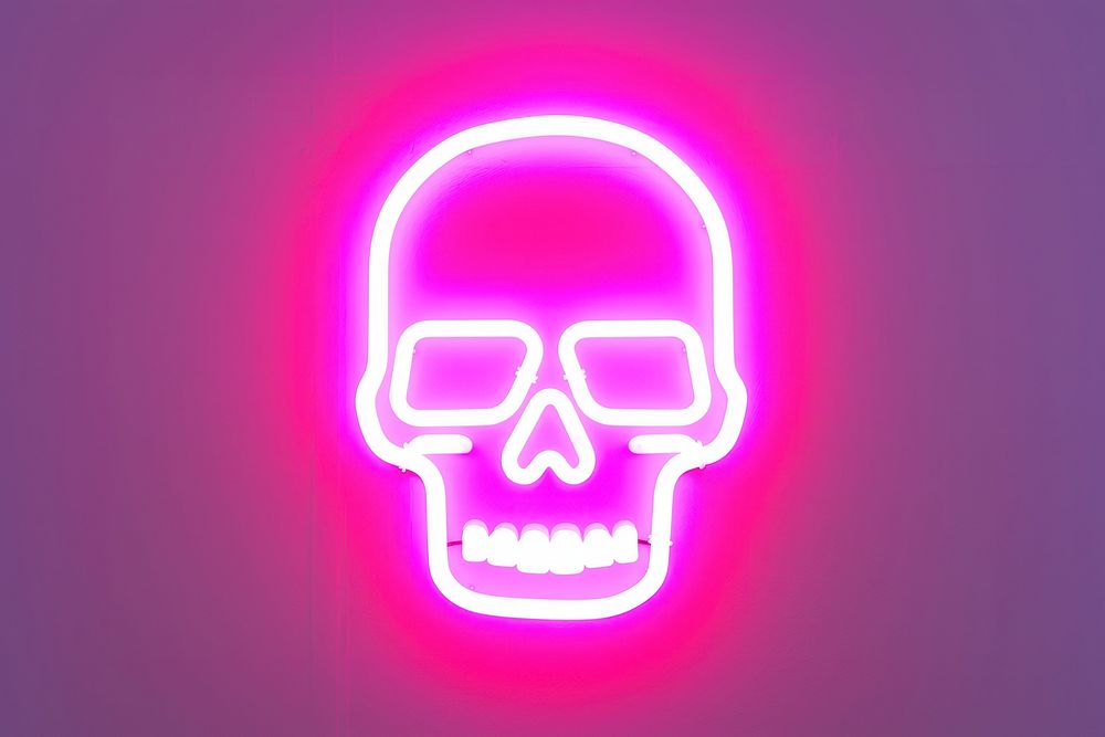 Pastel neon skull light purple sign. AI generated Image by rawpixel.