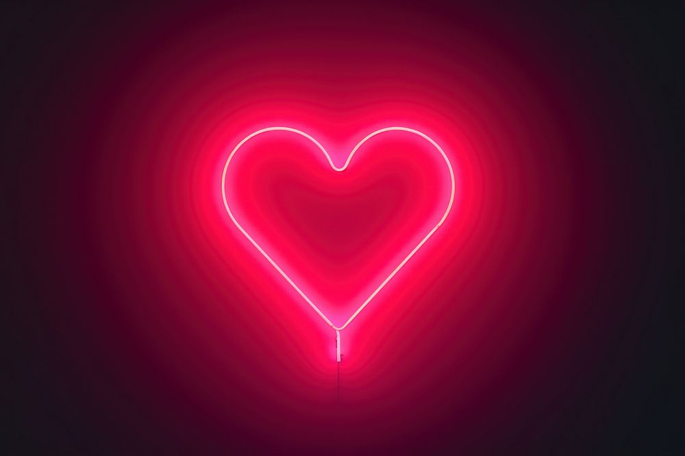 Pastel neon boken heart light night line. AI generated Image by rawpixel.