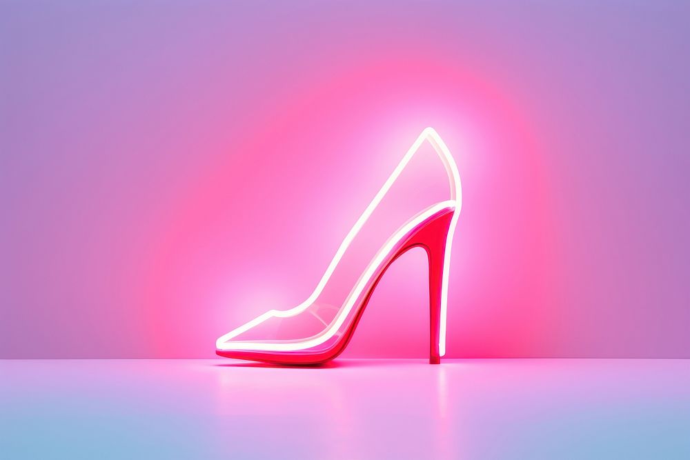 Pastel neon high heel shoes footwear sign red. AI generated Image by rawpixel.