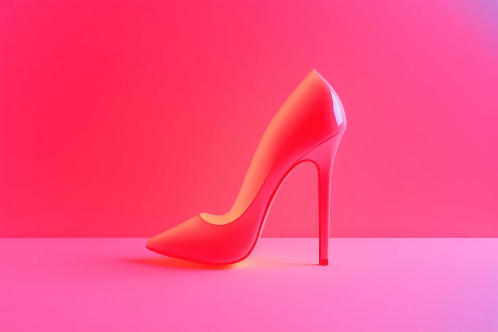 Pastel neon high heel shoes footwear red elegance. AI generated Image by rawpixel.