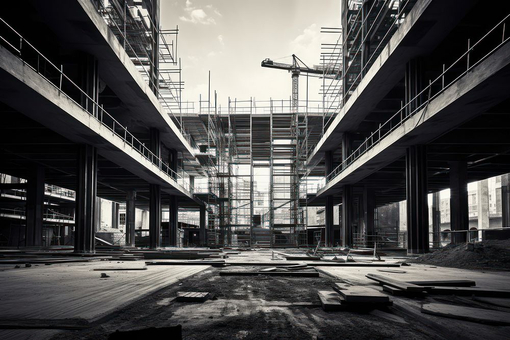 Construction site architecture building factory. AI generated Image by rawpixel.