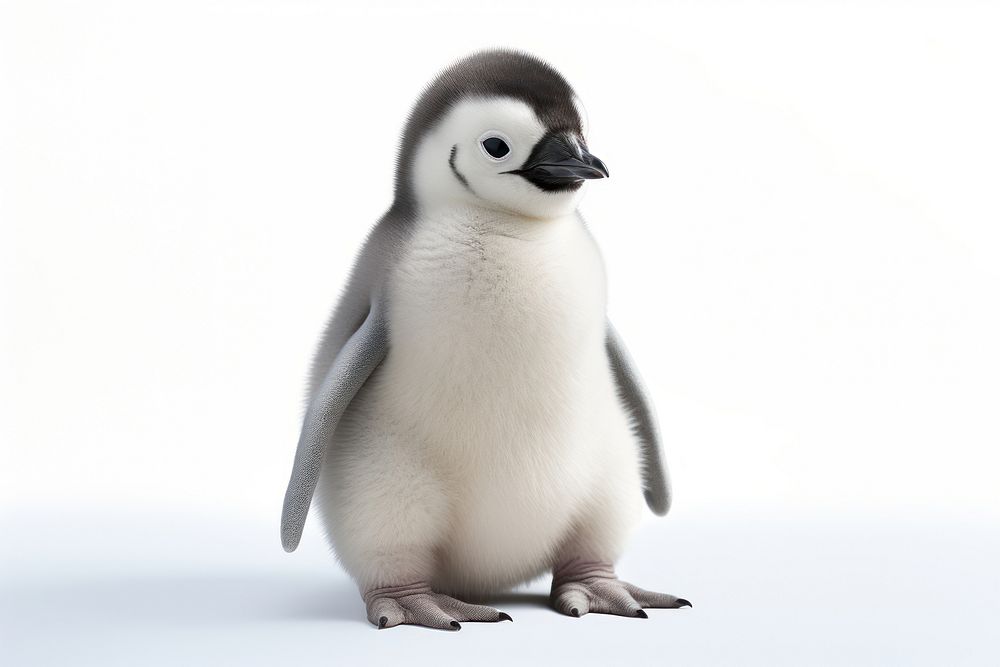 A baby penguin animal bird white background. AI generated Image by rawpixel.