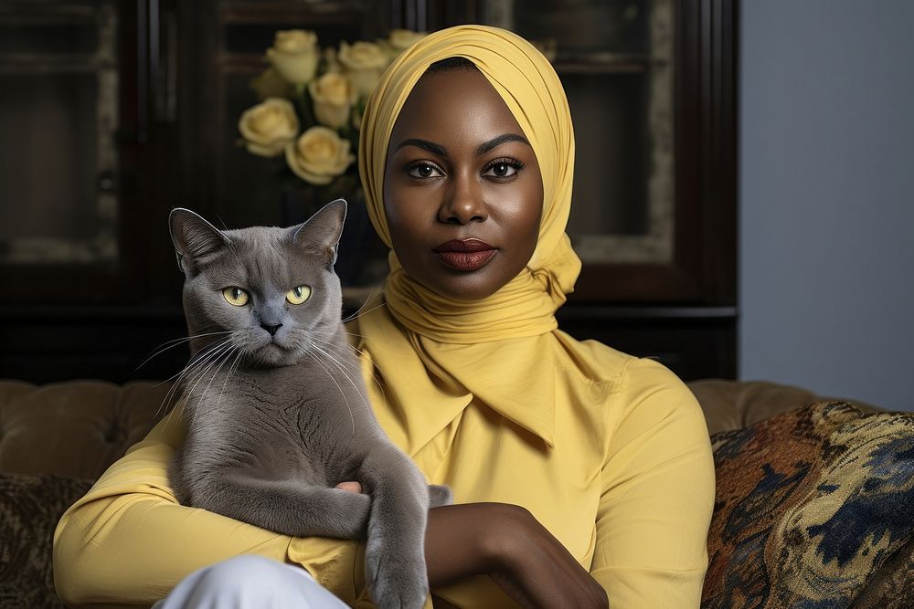 Cat a Black South African woman pet portrait. AI generated Image by rawpixel.