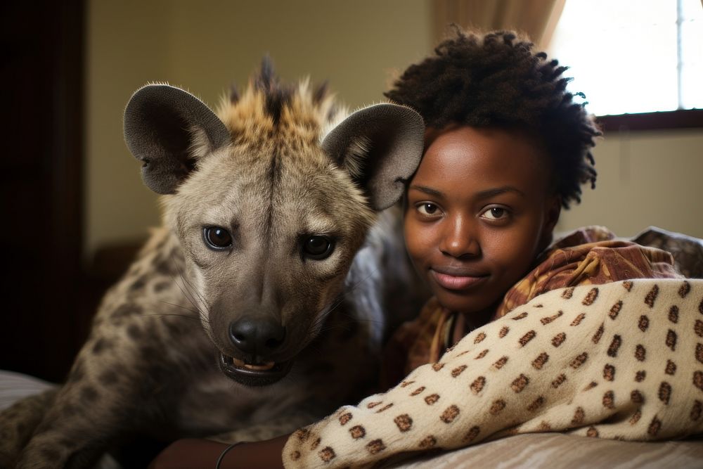 Hyena a Black South African woman pet mammal. AI generated Image by rawpixel.