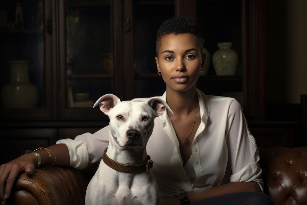 Dog a Black South African woman pet portrait. AI generated Image by rawpixel.