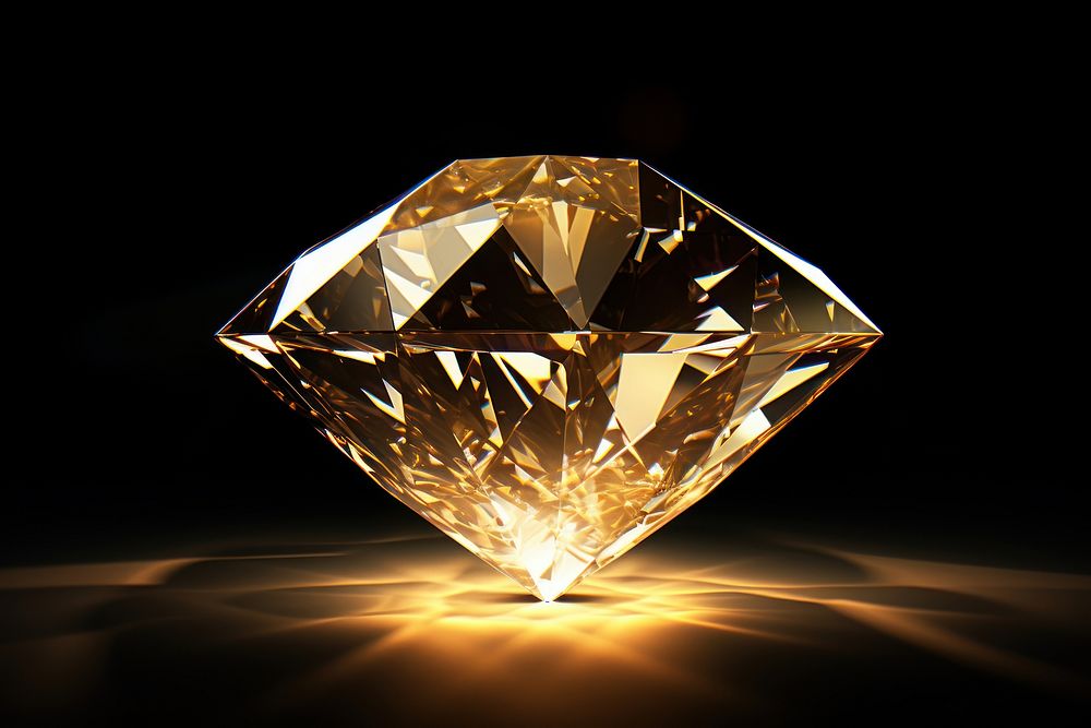 A golden diamond gemstone jewelry illuminated. AI generated Image by rawpixel.
