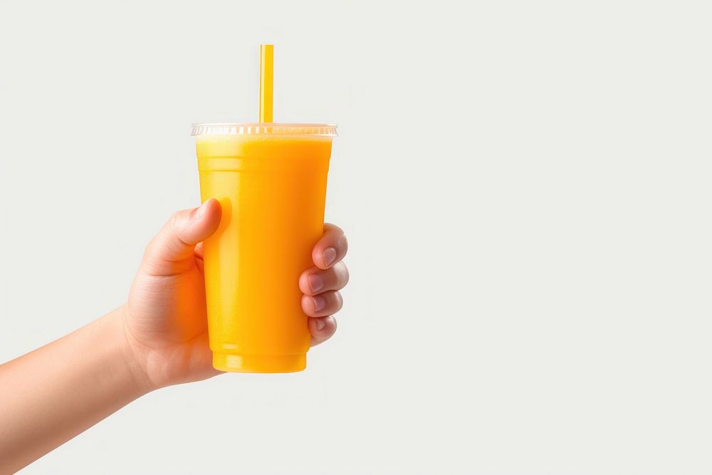 Hand holding orange juice drink cup refreshment. AI generated Image by rawpixel.