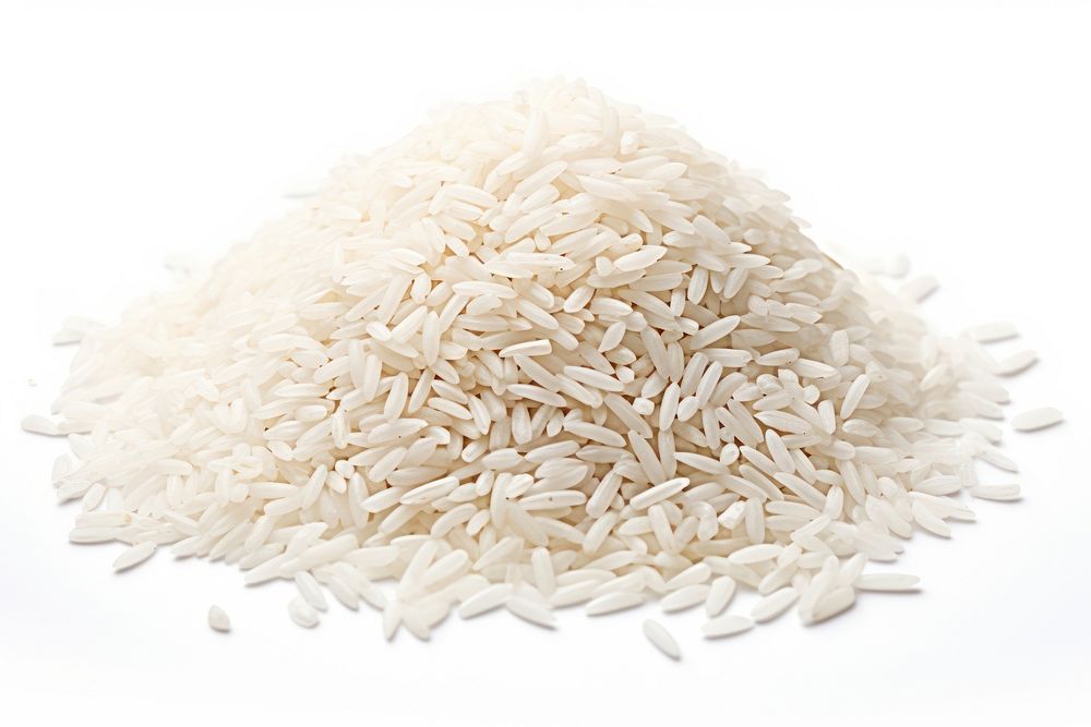 White rice grain food white background. AI generated Image by rawpixel.