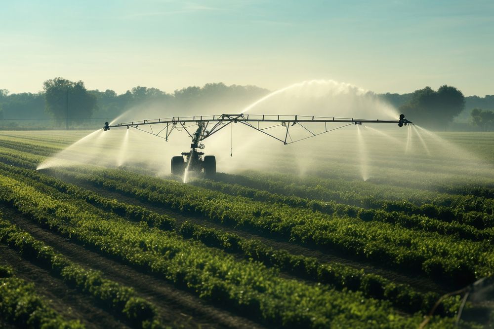 Agricultural sprinkler field agriculture outdoors. AI generated Image by rawpixel.