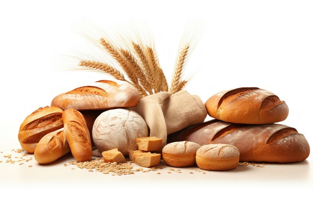 Bakery bread food white background. AI generated Image by rawpixel.