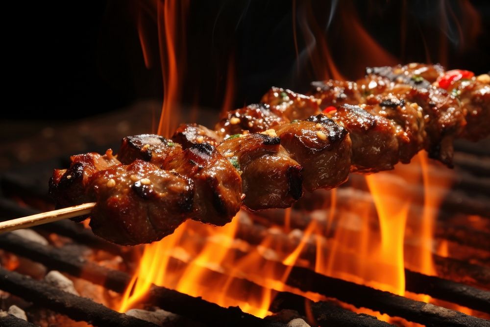 Bbq stick grilling cooking food. AI generated Image by rawpixel.