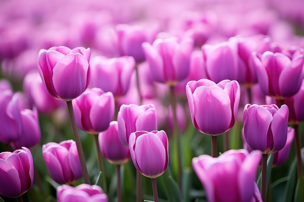 Purple tulips field flower outdoors blossom. AI generated Image by rawpixel.
