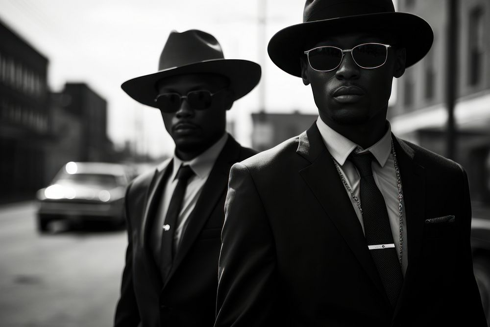 Black Men portrait glasses tuxedo. AI generated Image by rawpixel.