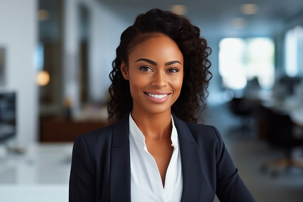 Black woman smile office adult. AI generated Image by rawpixel.