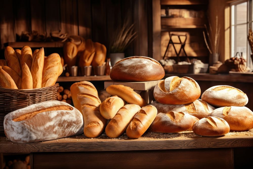 Bread and bakery food viennoiserie arrangement. AI generated Image by rawpixel.