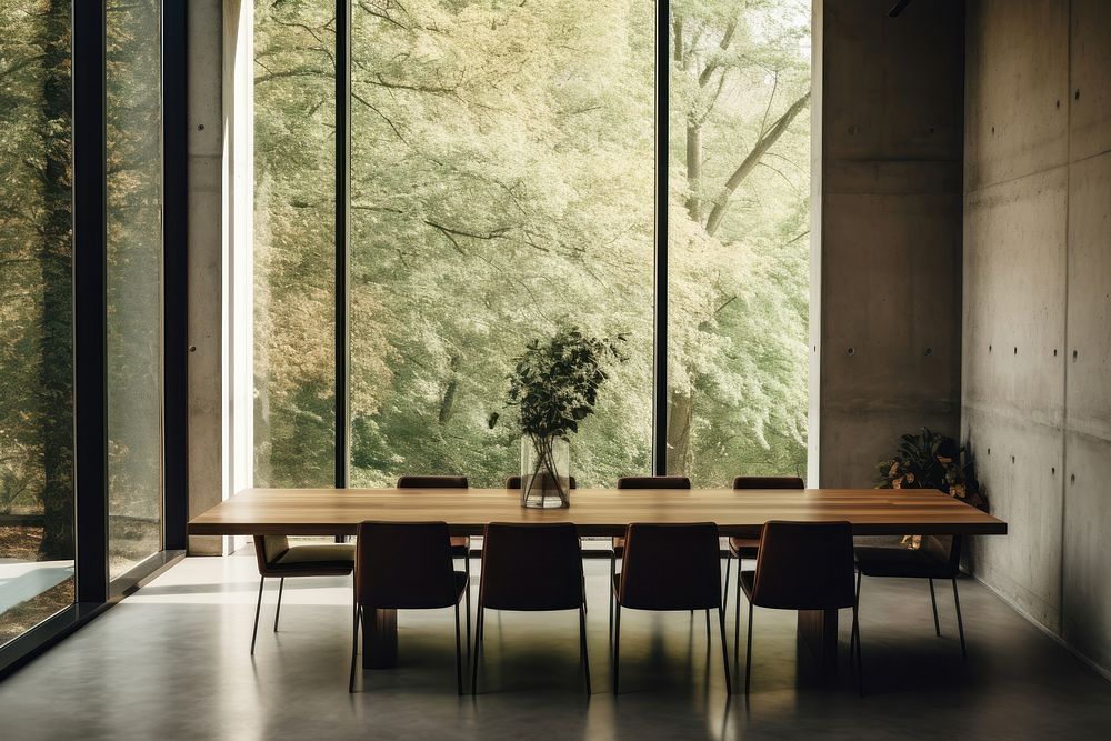 Dining table window room architecture. AI generated Image by rawpixel.