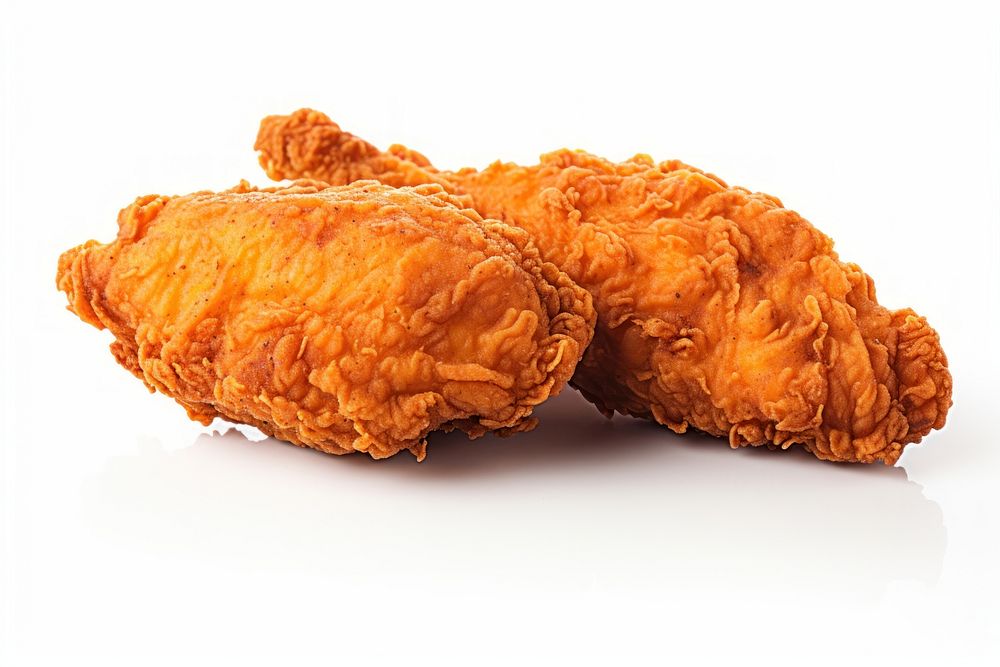 Fried chicken food meat white background. AI generated Image by rawpixel.