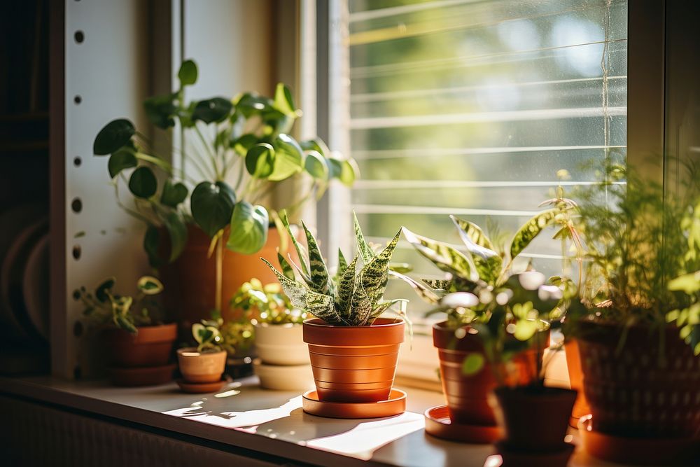 Plants windowsill house architecture. AI | Free Photo - rawpixel