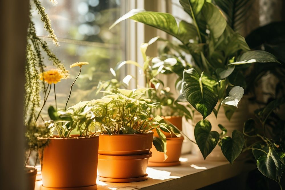 Plants windowsill houseplant terracotta. AI generated Image by rawpixel.