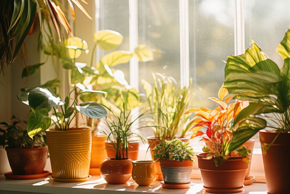 Plants windowsill arrangement houseplant. AI generated Image by rawpixel.