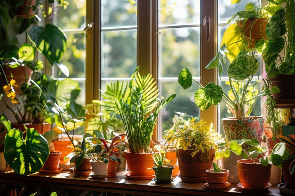 Plants windowsill nature leaf. AI generated Image by rawpixel.
