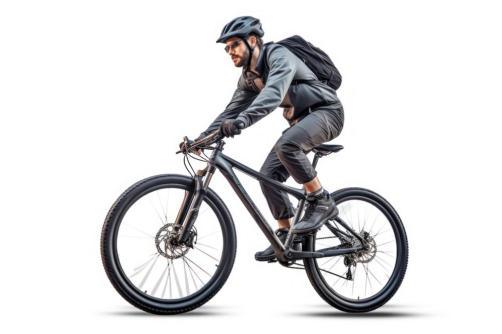 Man cyclist rides bike freelancer bicycle vehicle cycling. AI generated Image by rawpixel.