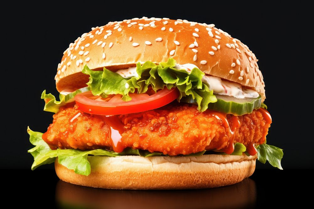 Salmon burger food hamburger vegetable. AI generated Image by rawpixel.
