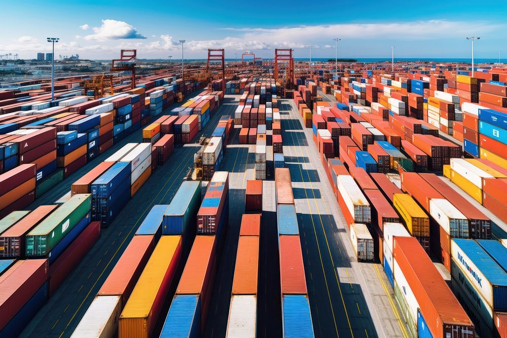 Shipping containers vehicle port day. AI generated Image by rawpixel.