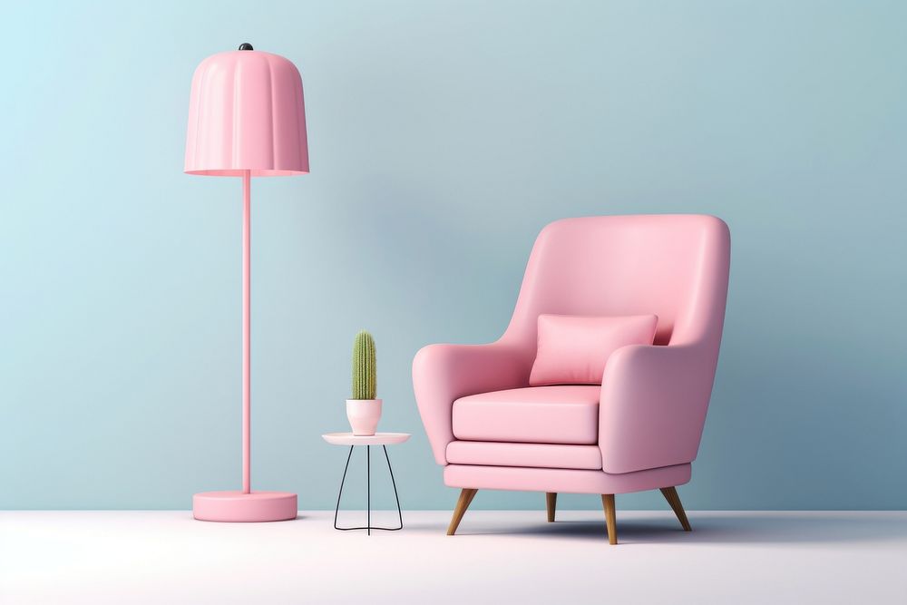 Modern sofa chair with standing lamp furniture armchair comfortable. AI generated Image by rawpixel.