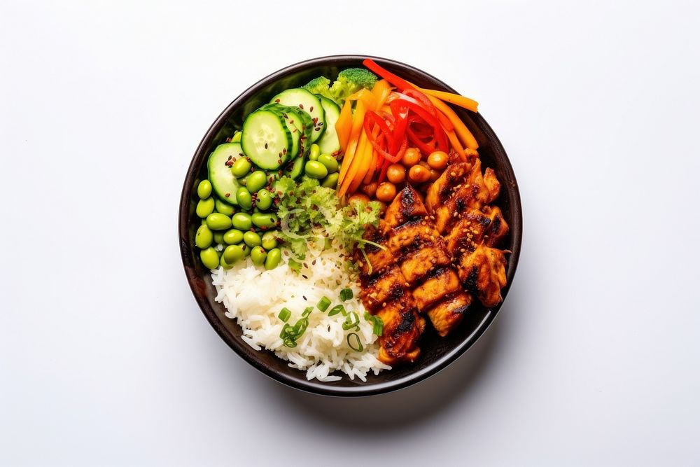 Rice bowl plate food. AI generated Image by rawpixel.