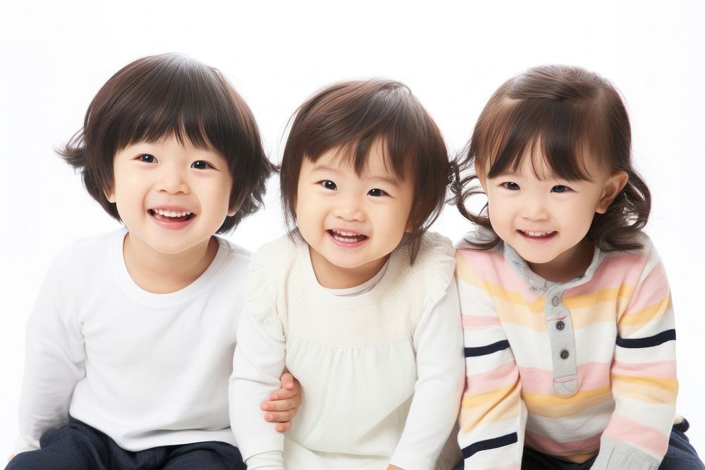 Happy japanese children sitting family baby. AI generated Image by rawpixel.