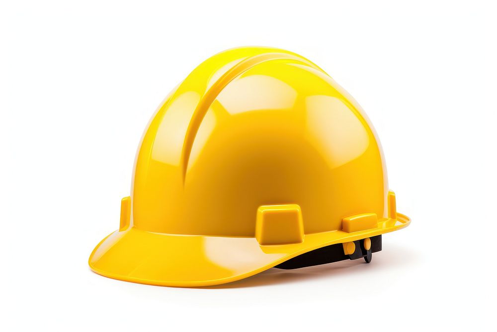 Safety helmet hardhat yellow white background. AI generated Image by rawpixel.