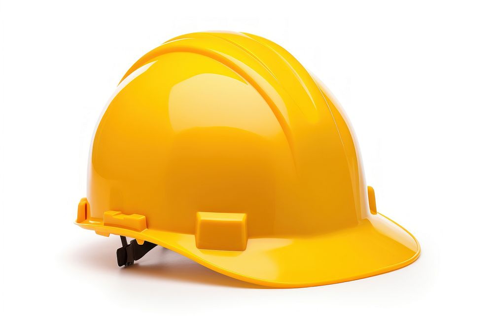 Safety helmet hardhat yellow white background. AI generated Image by rawpixel.
