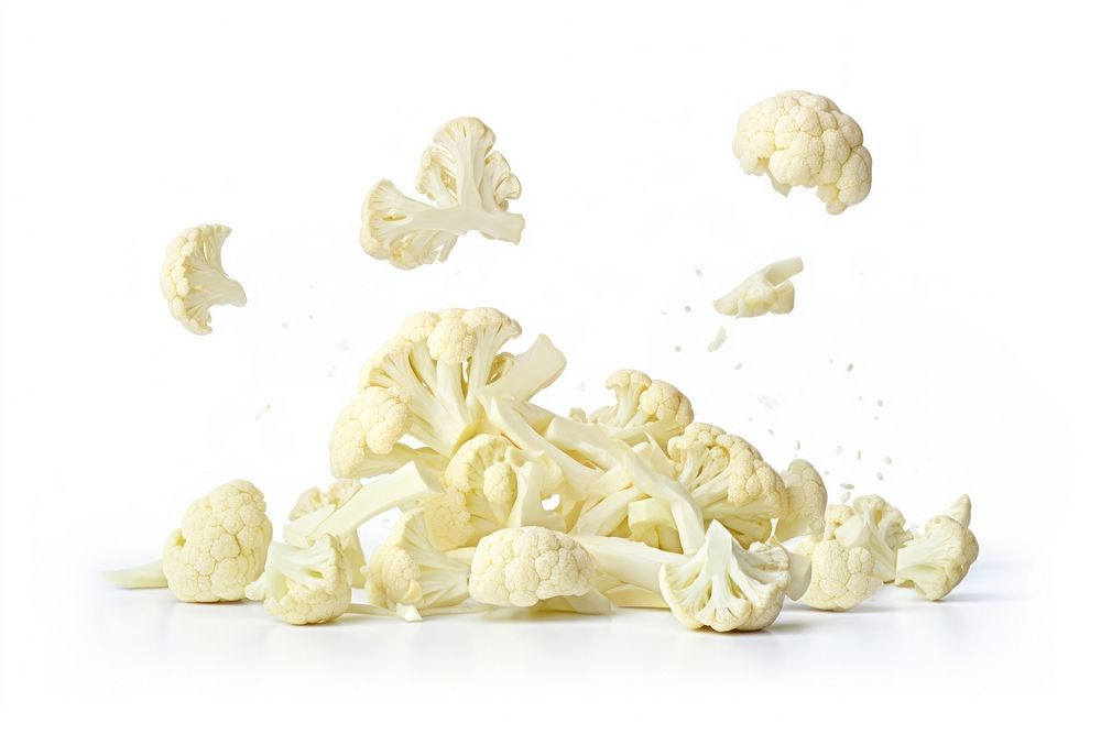Half sliced cauliflower white food white background. AI generated Image by rawpixel.