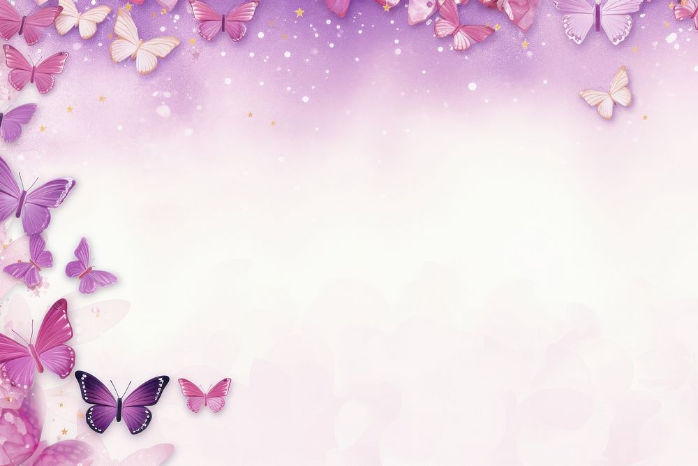 Pink purple glitter butterfly border backgrounds outdoors pattern. AI generated Image by rawpixel.