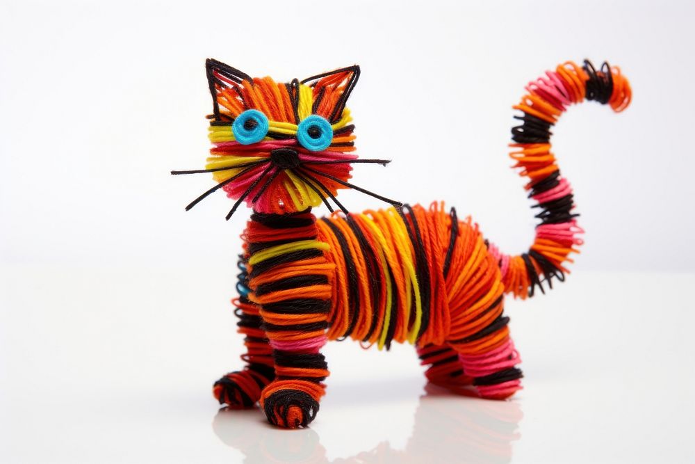 Craft of cat art toy white background. AI generated Image by rawpixel.