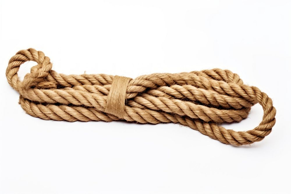 Long rope bundling twisted white background durability. AI generated Image by rawpixel.