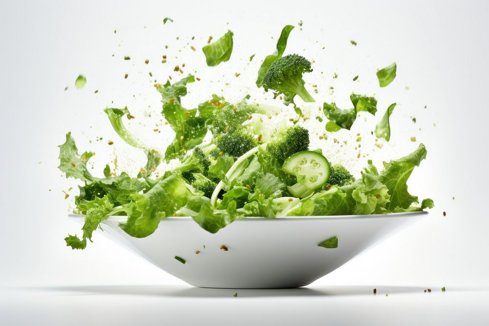 Salad green vegetables in white bowl plant food freshness. AI generated Image by rawpixel.
