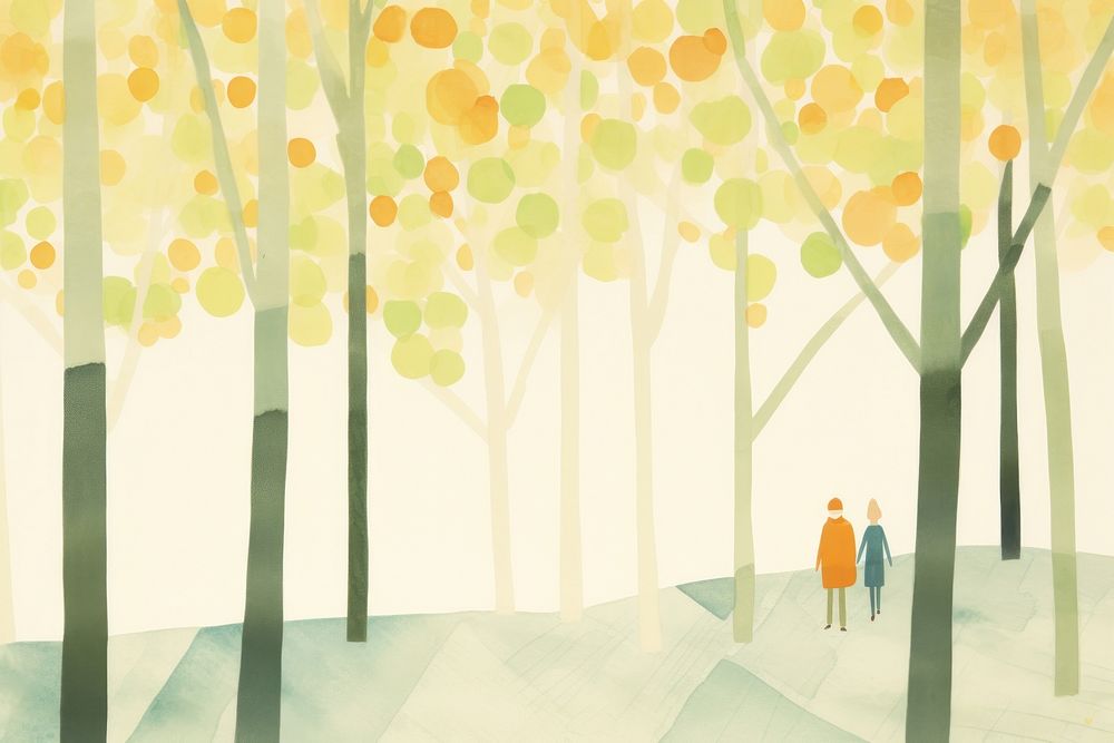 A couple walking in a park outdoors plant tree. AI generated Image by rawpixel.