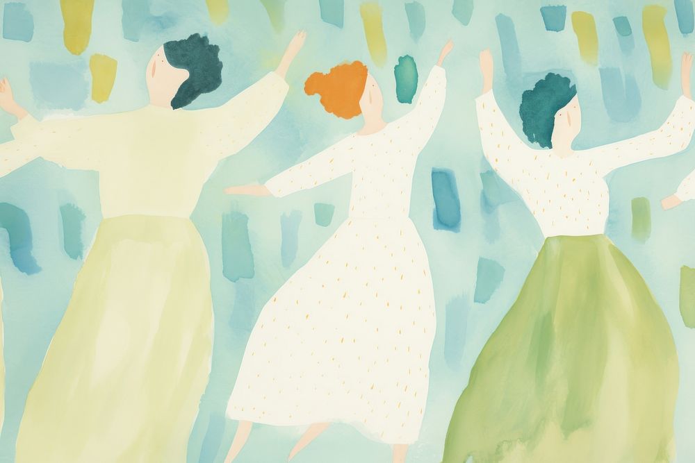 A group of women dancing backgrounds painting pattern. AI generated Image by rawpixel.