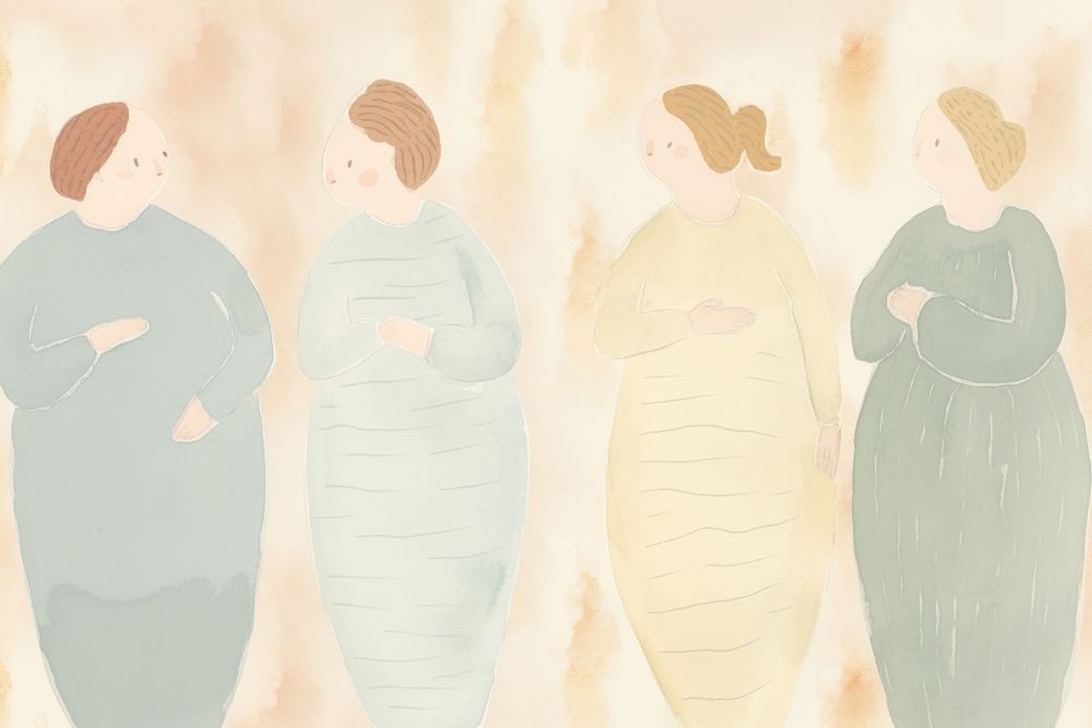 A group of pregnant women talking drawing sketch togetherness. AI generated Image by rawpixel.