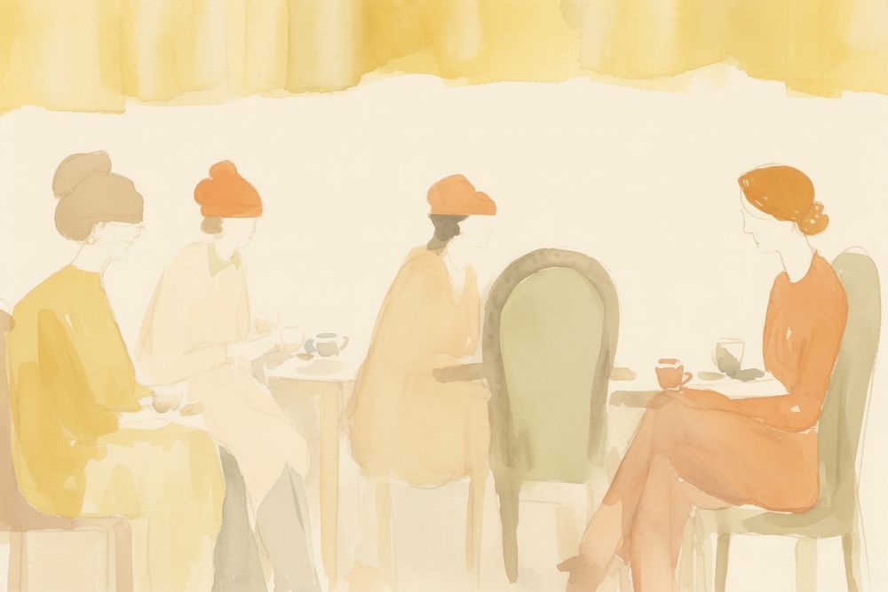 A group of women enjoying in cafe painting table togetherness. AI generated Image by rawpixel.