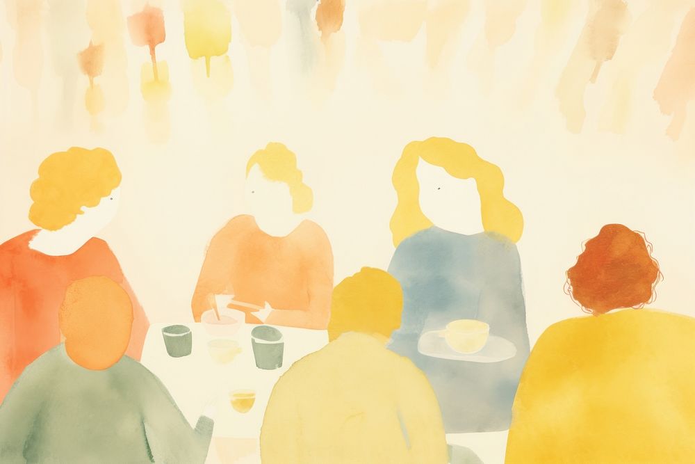 A group of women enjoying in cafe painting adult togetherness. AI generated Image by rawpixel.